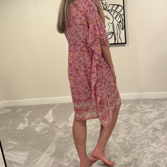 Tuckernuck Antik Batik Nootka Kaftan Pink Floral Size Large Cotton Maxi Sundress - Picture 3 of 11